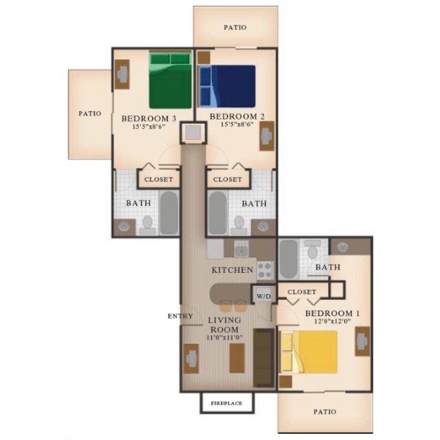 C1 3-BR-3Bath-1205SQF