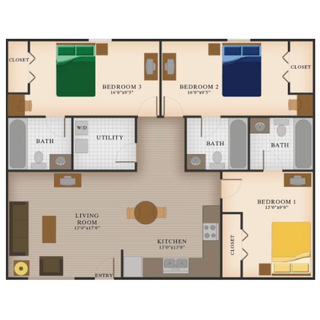 c2 3-BR-3Bath-1402SQF